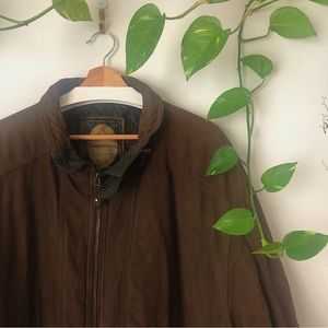 Members Only Genuine Brown Leather Coat